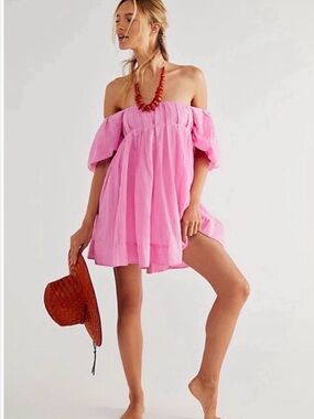 Free People Marina Pink Puff Sleeve Mini (Sold Out)
